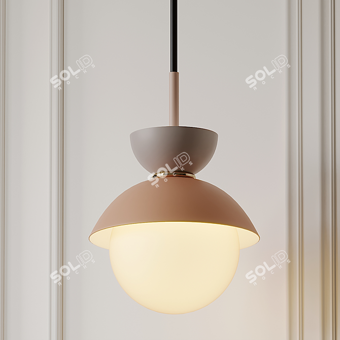 Sleek Metal Pendant Light 3D model image 3