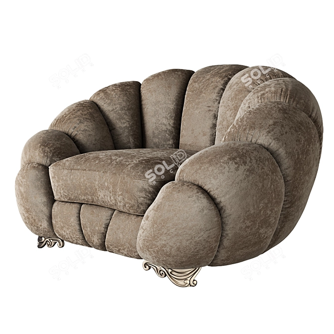 Luxe Gold Pearl Sofa 3D model image 1