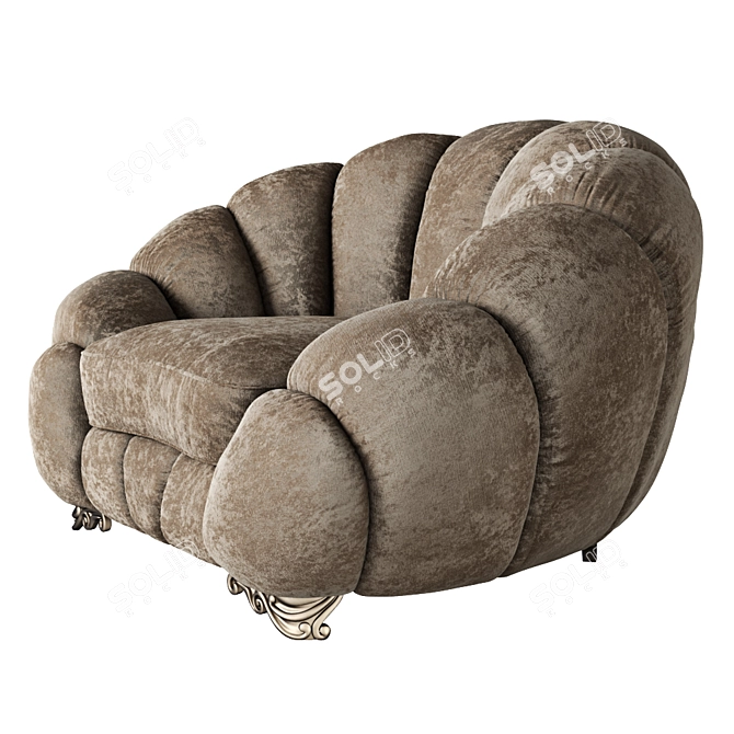 Luxe Gold Pearl Sofa 3D model image 3