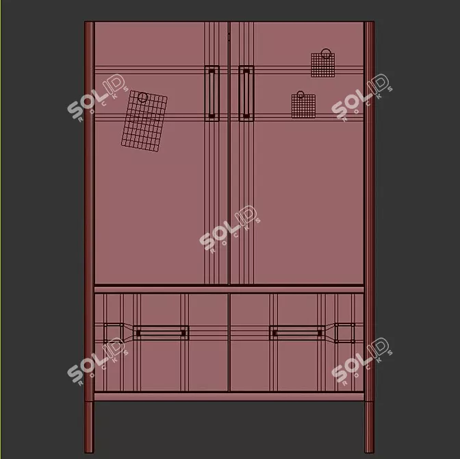 Modern Blue Cabinet with Doors and Drawers 3D model image 3