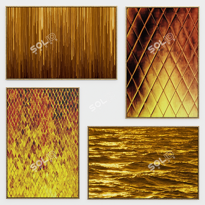 Gold Picture Set | Elegant Collection 3D model image 1