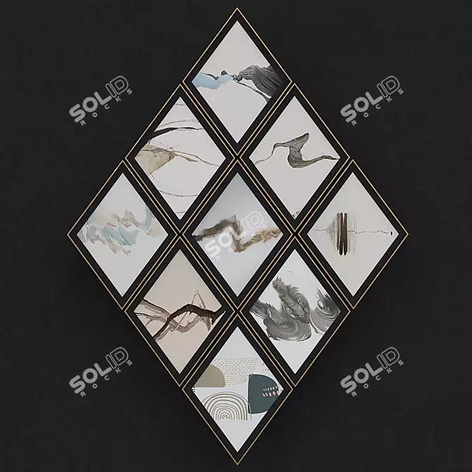 Elegant Rhombus Wall Decor 3D model image 1