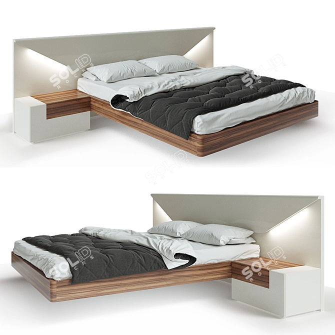 Elegant ALMERIA Bed 3D model image 1