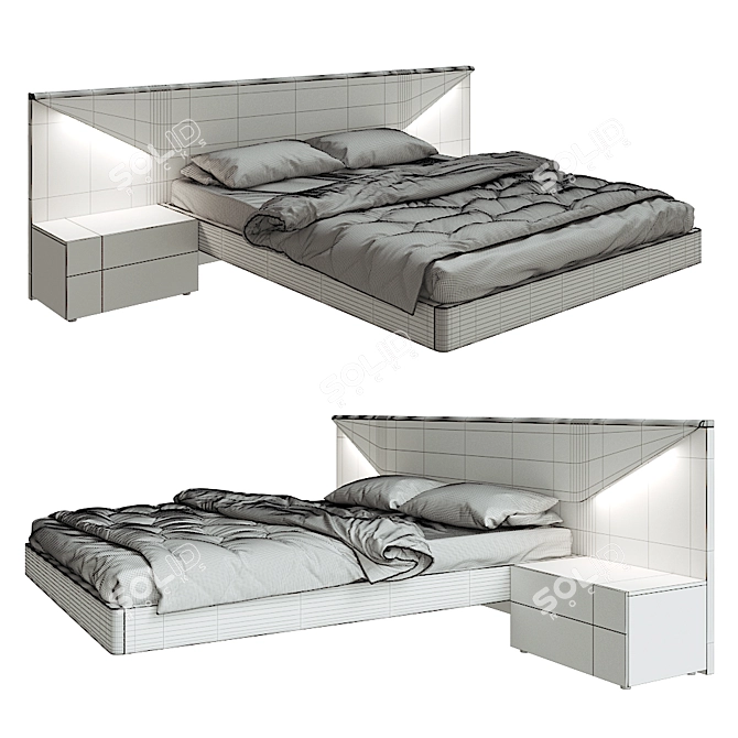 Elegant ALMERIA Bed 3D model image 2