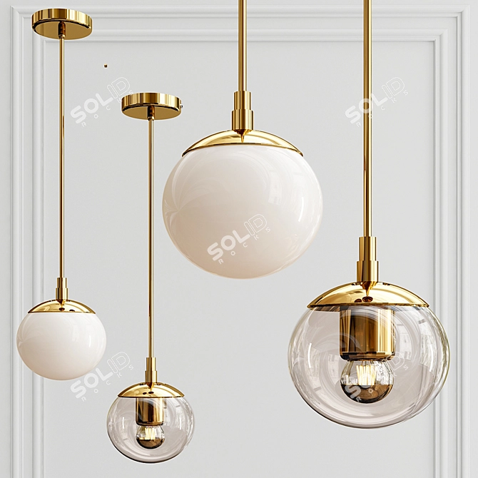 Modo Mono: Brass & Clear Glass Pendant 3D model image 1