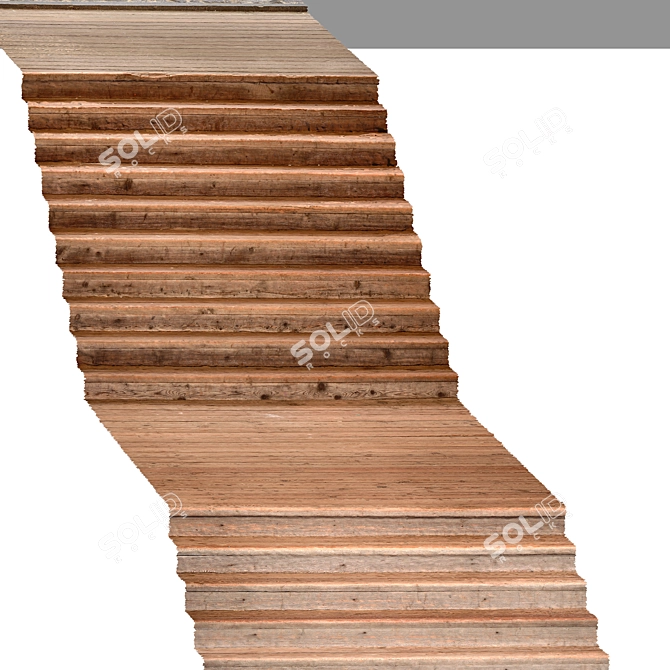 Title: 10-Step Wooden Stairs 3D model image 2