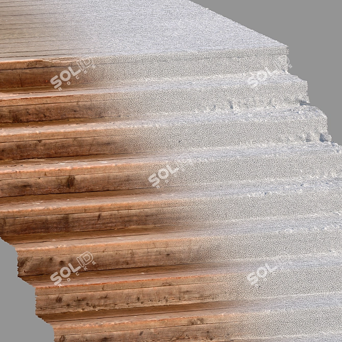 Title: 10-Step Wooden Stairs 3D model image 3