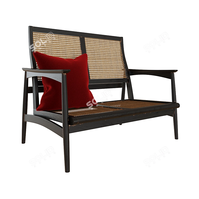 Antique Black Wooden Chair 3D model image 2