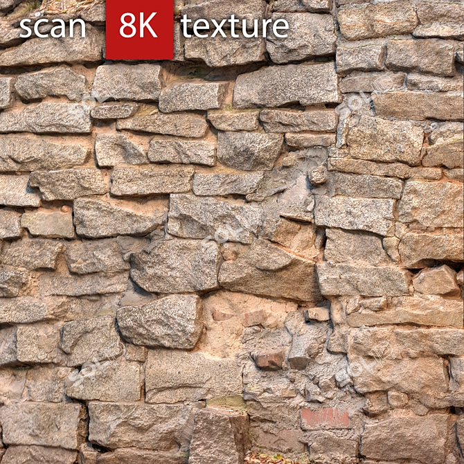 48 Stone Wall: Detailed, High-resolution 3D Model 3D model image 3