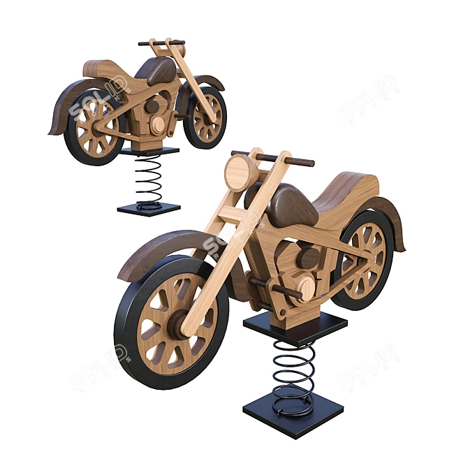 Spring Rocker Motorcycle: Fun and Exciting Toy for Kids 3D model image 1