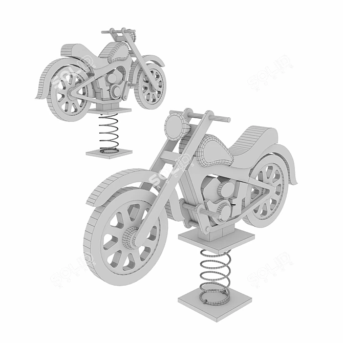 Spring Rocker Motorcycle: Fun and Exciting Toy for Kids 3D model image 2