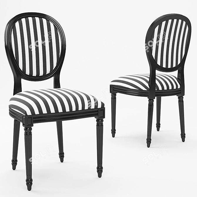 French Style Dining Chair 3D model image 2