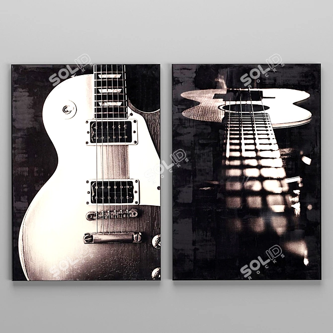 Encaustic Guitar Art Print 3D model image 1