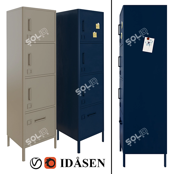 Modern Blue Idasen Office Cabinet 3D model image 2