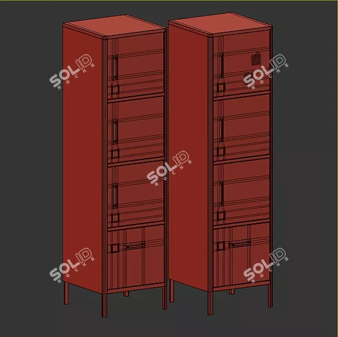 Modern Blue Idasen Office Cabinet 3D model image 3