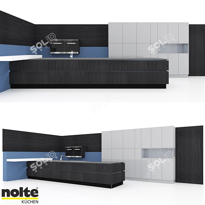 Modern Nolte Kitchen: Legno + NovaLack 3D model image 1