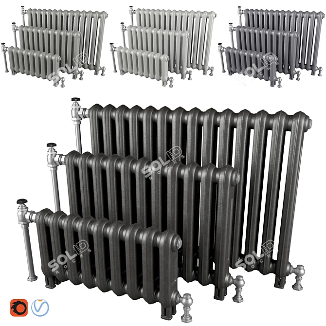 Vintage Cast Iron Radiators 3D model image 1