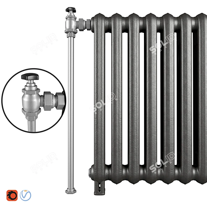 Vintage Cast Iron Radiators 3D model image 2