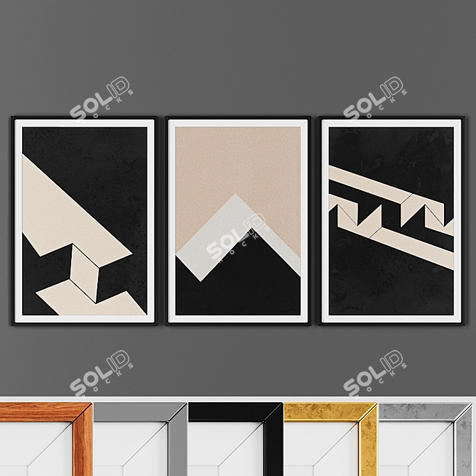 Modern Geometric Picture Frame Set 3D model image 1