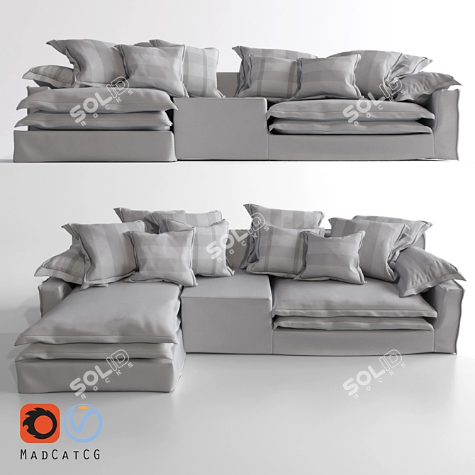 Sleek Modern Sofa with Detailed Textures 3D model image 1