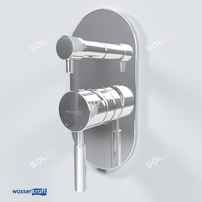 Modern Matte Chrome Bath and Shower Faucet 3D model image 1