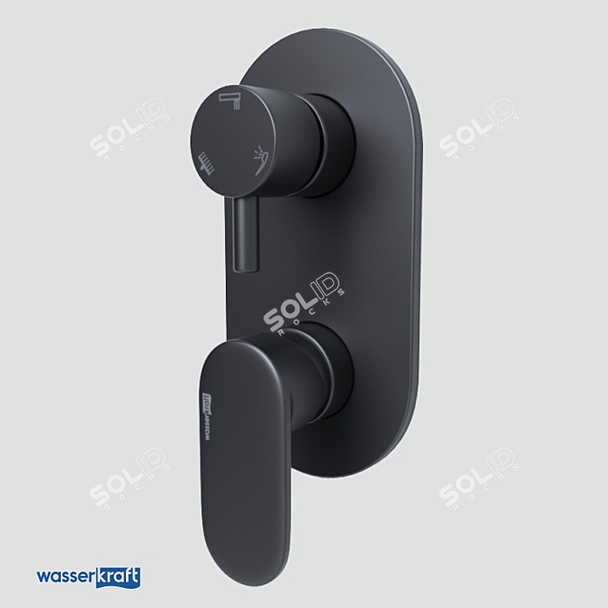 Sleek Black Bath & Shower Faucet 3D model image 1