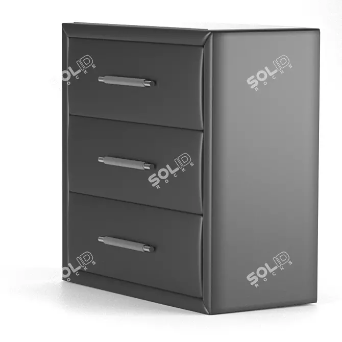 Alice Dark Glass Dresser (3 Drawers) 3D model image 3