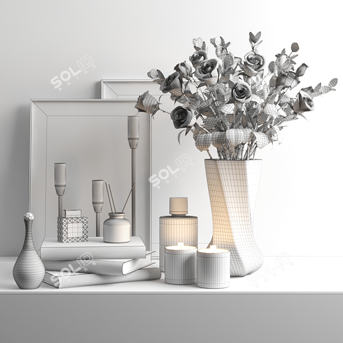 Ethereal Blooms: Delicate White Roses 3D model image 3