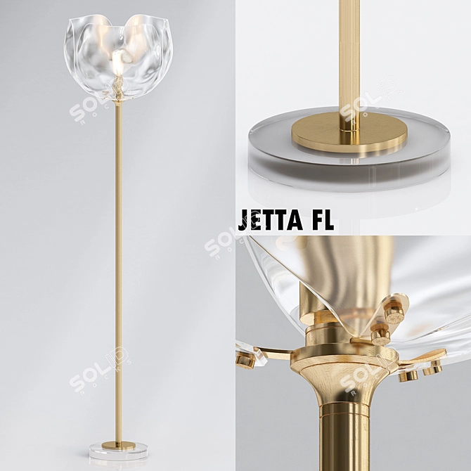 Elegant Metal and Glass Jetta FL Torchiere 3D model image 1