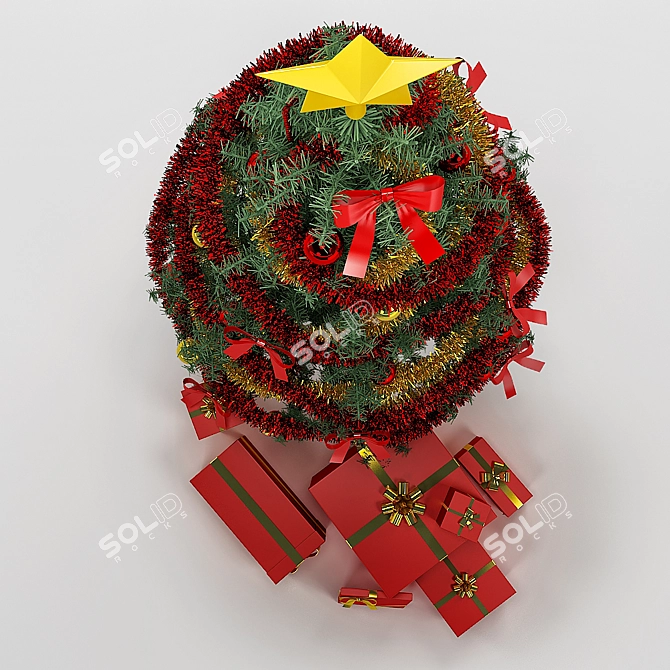 Festive Christmas Tree & Gift Set 3D model image 3