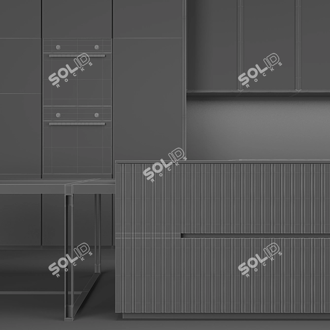 Pure Glam Kitchen Island Set 3D model image 2