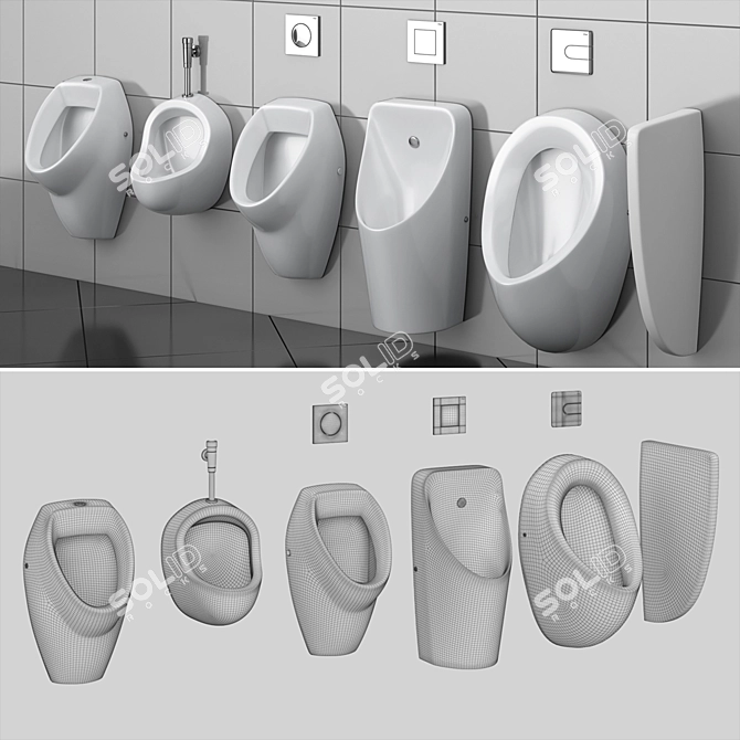 Cersanit Set 74: Stylish Urinal Partition 3D model image 3