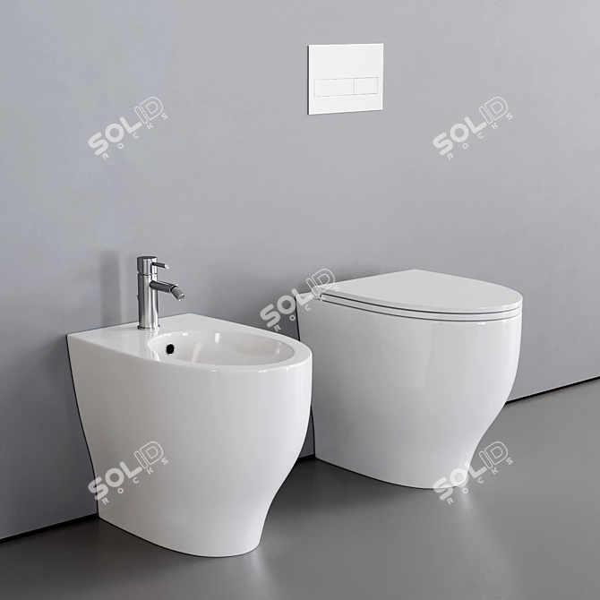 Fox Collection | Ceramic WC & Bidet Set 3D model image 1