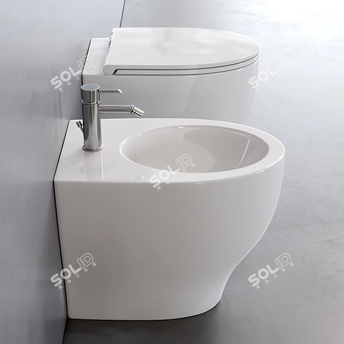 Fox Collection | Ceramic WC & Bidet Set 3D model image 2