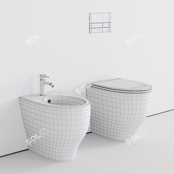 Fox Collection | Ceramic WC & Bidet Set 3D model image 3