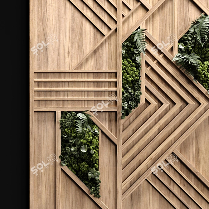 Natural Wood Vertical Garden Panel 3D model image 2