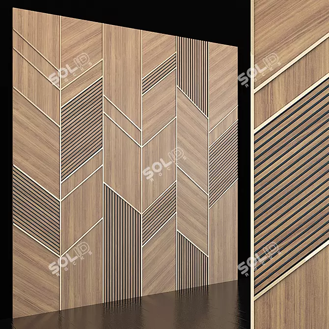 Rustic Wood Panel Wall Décor 3D model image 1