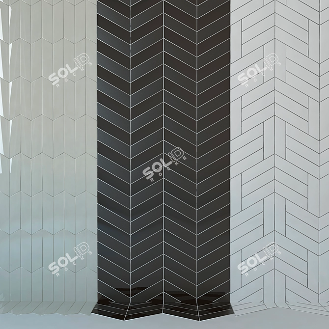 Chevron Wall Ceramic Tiles Set 3D model image 2