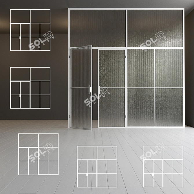 Versatile Glass Partition: Stylish, Adjustable & Minimalistic 3D model image 1