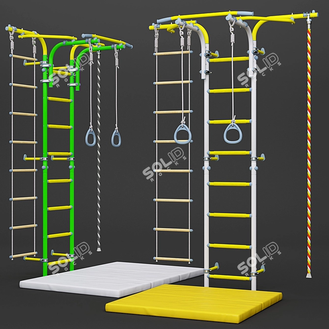 Swedish Wall ROMANA S6 Karusel: Versatile and Space-saving Fitness Equipment 3D model image 1