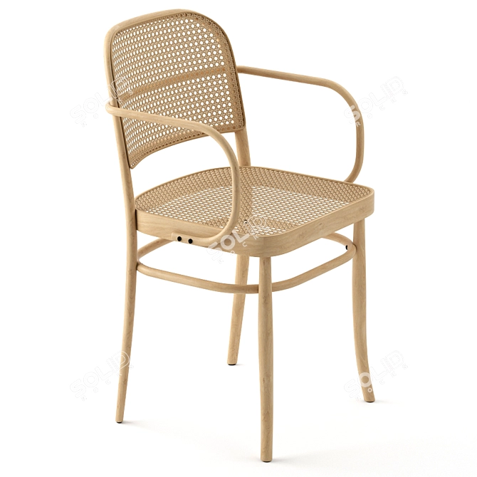 Elegant Thonet Vienna Rattan Chair 3D model image 1