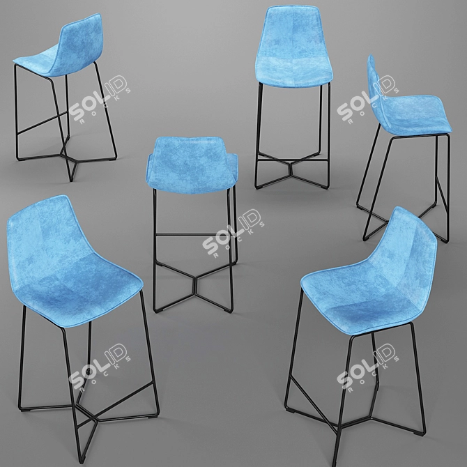 Atlanta Lance Faux Leather Barstool Set 3D model image 3