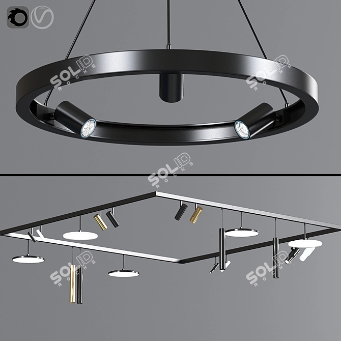 Versatile Ceiling Track Light 3D model image 1