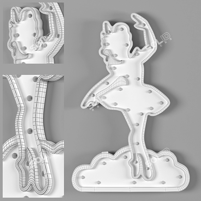 Sleek 410mm Night Light 3D model image 3