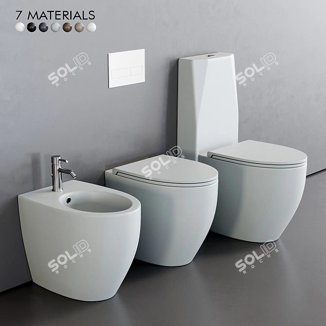 Esedra Bull Collection: Close Coupled Toilet 3D model image 1