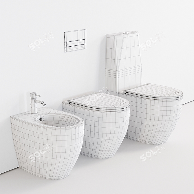 Esedra Bull Collection: Close Coupled Toilet 3D model image 3