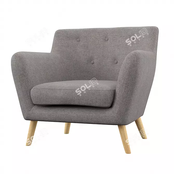 Elegant Victor Wingback Chair 3D model image 1