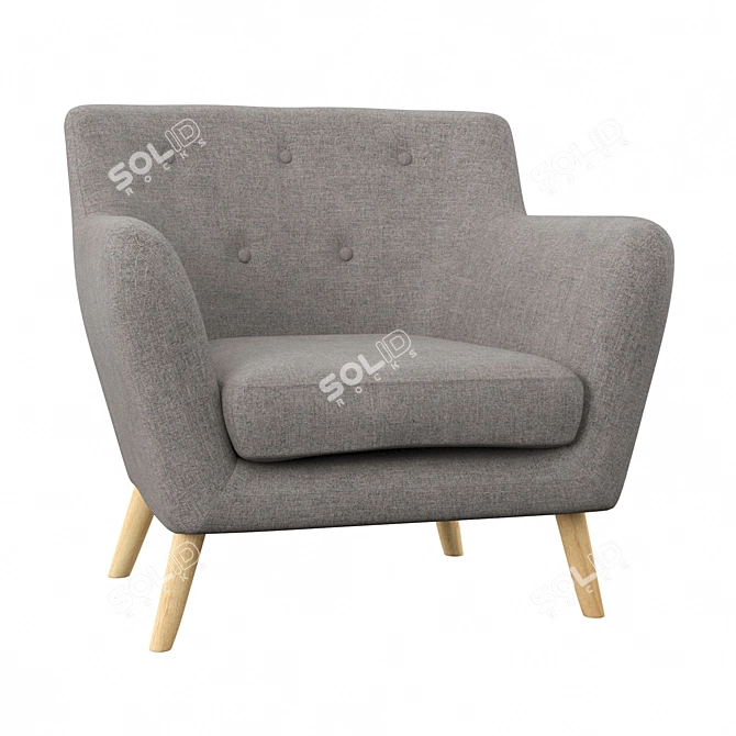 Elegant Victor Wingback Chair 3D model image 2