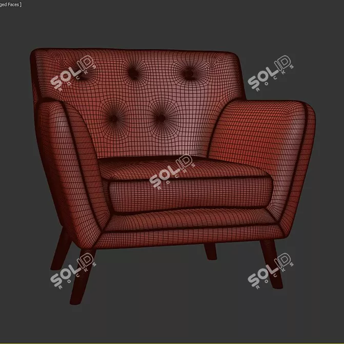 Elegant Victor Wingback Chair 3D model image 3