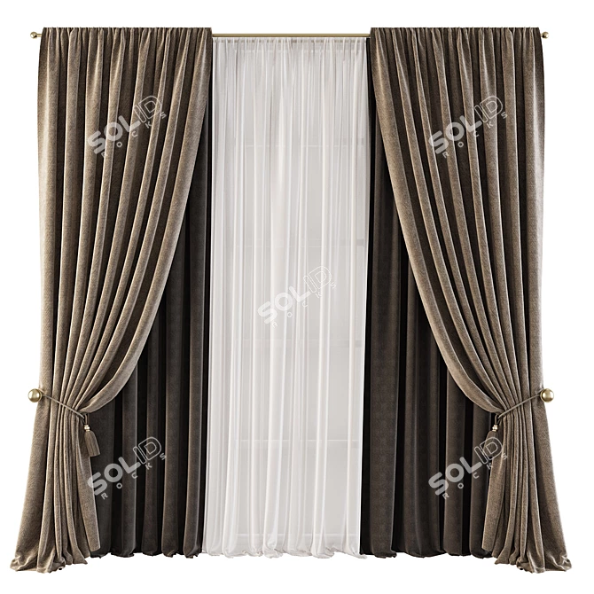 Title: Modern Retro Curtain Design 3D model image 1